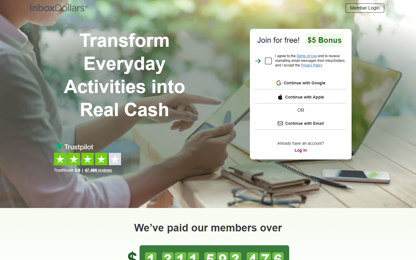 InboxDollars website screenshot