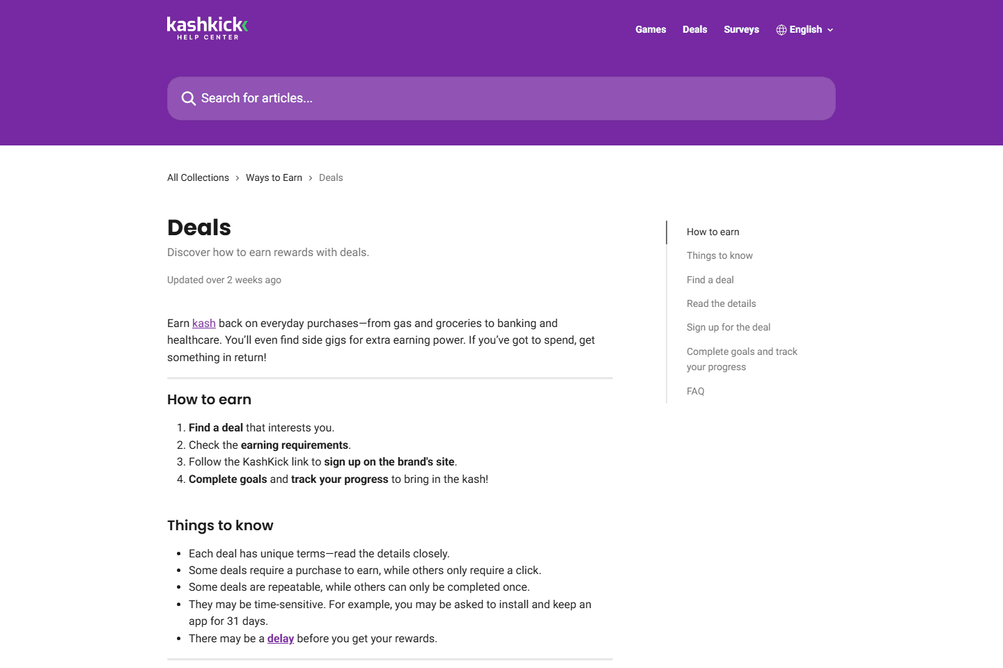 KashKick Deals help article