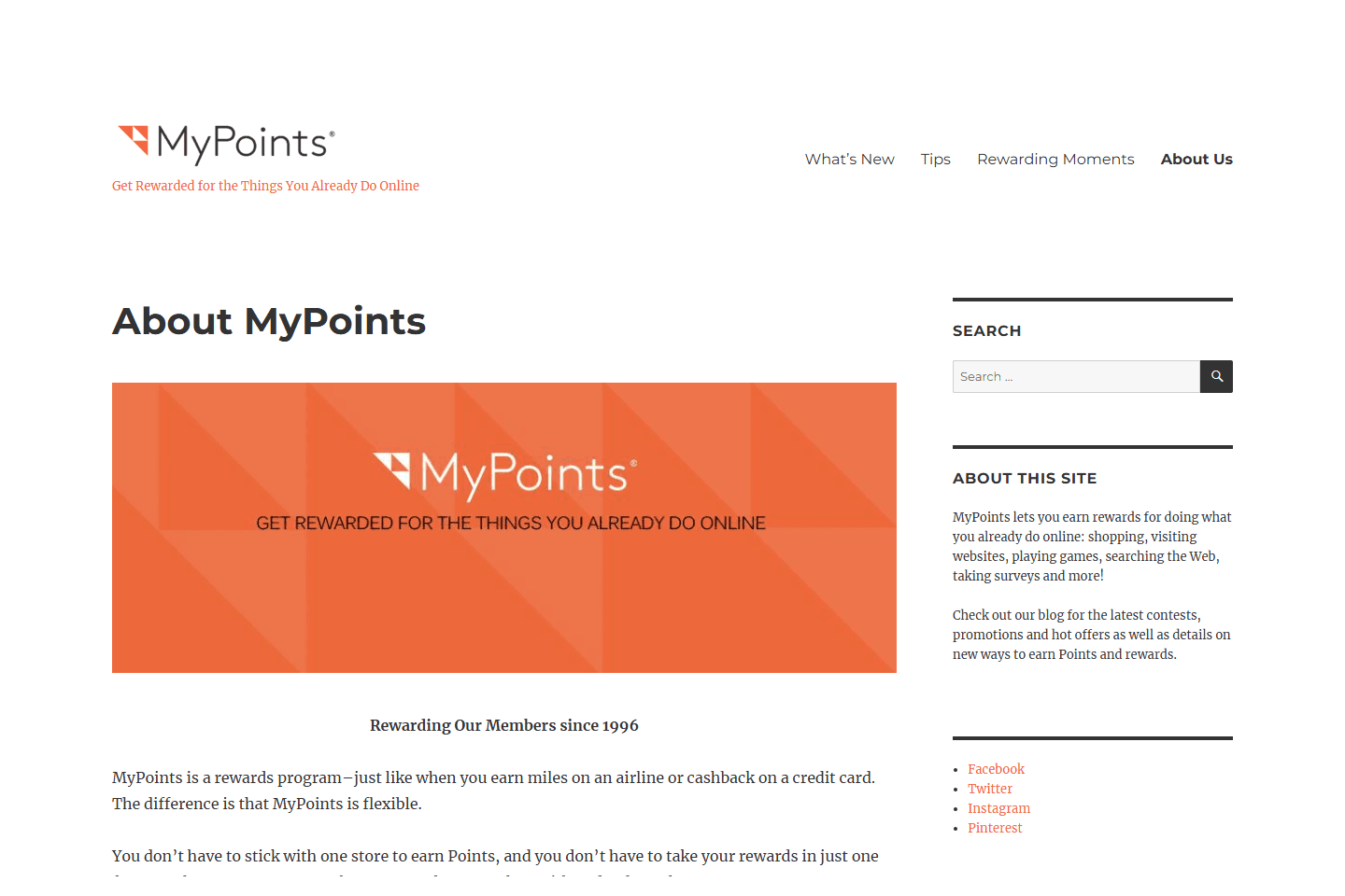 MyPoints about page screenshot