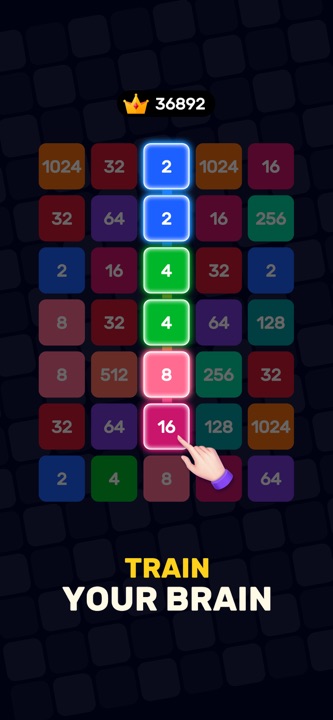 2248 merge tile number game grid with high value numerical chains