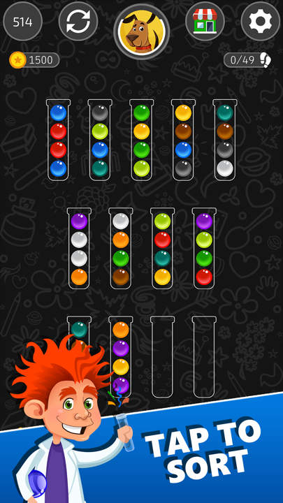 Ball Sorting Master color test tubes and matching balls