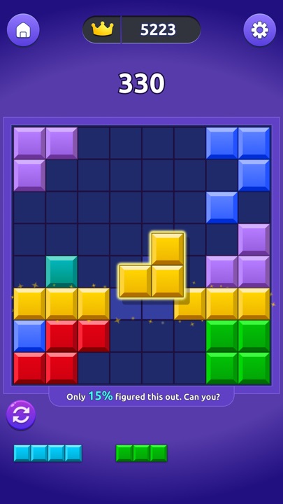 Block Blitz geometric puzzle grid with colorful shapes and line clears