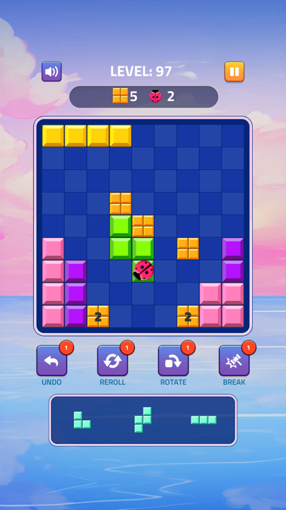 Active gameplay showing multi-line gem explosion and Rainbow Gem charging