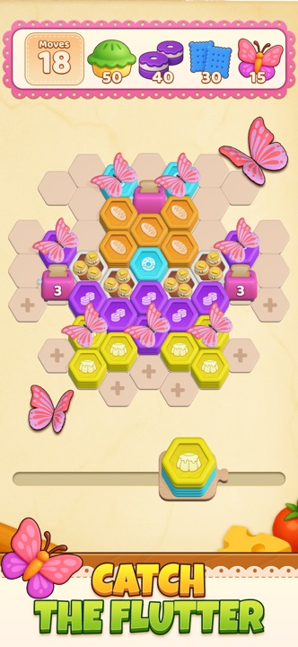 Cooking Blast 3D kitchen counter with colored hexagonal food plates