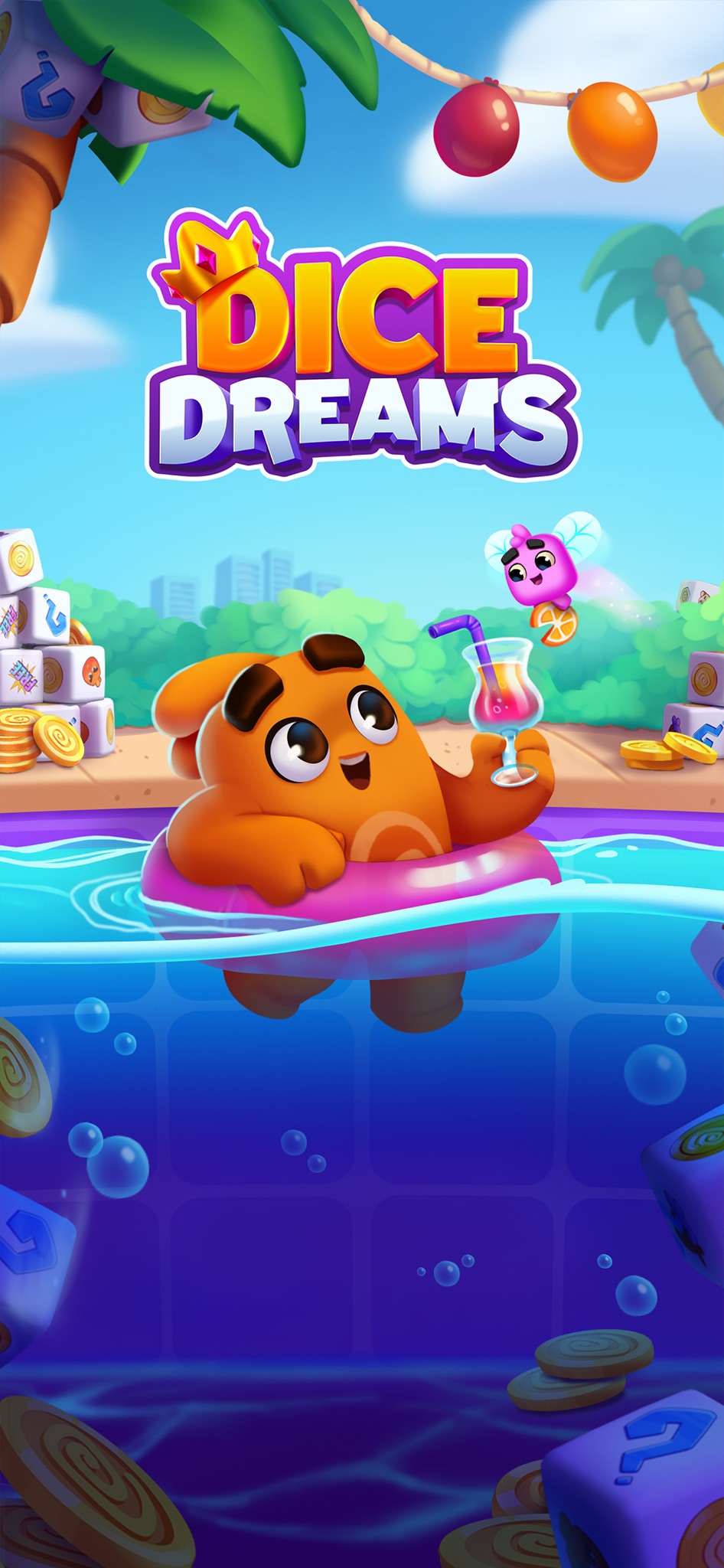 Dice Dreams rolling board and dice mechanics