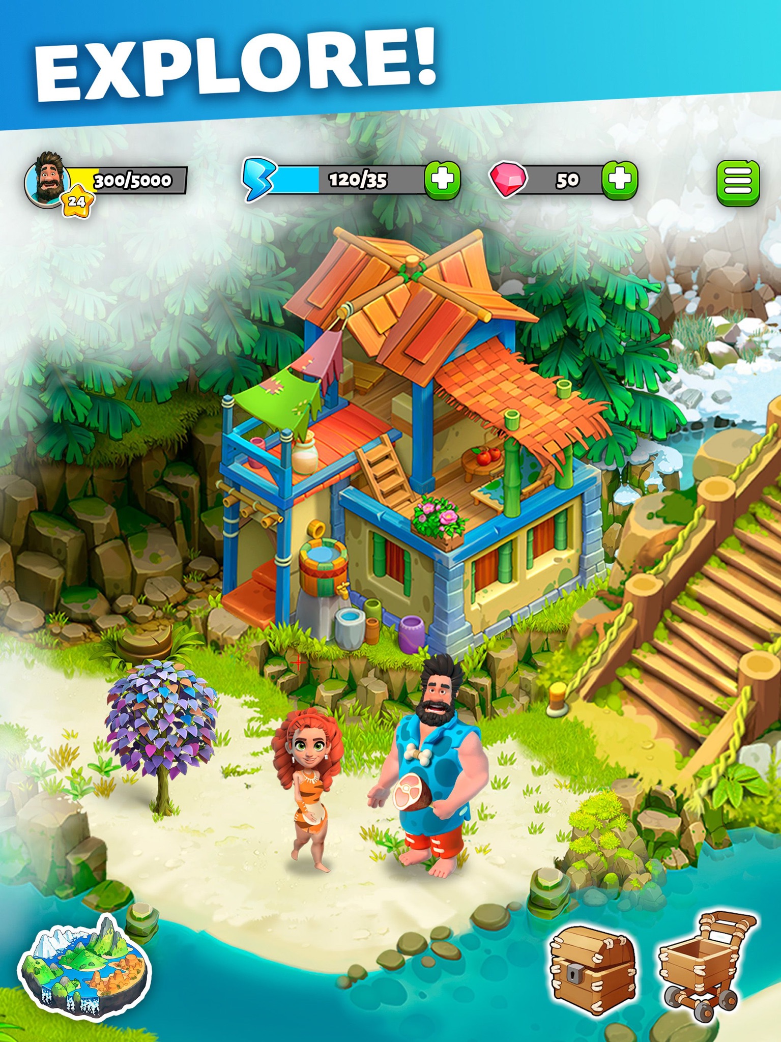Family Island homestead overview and crafting stations