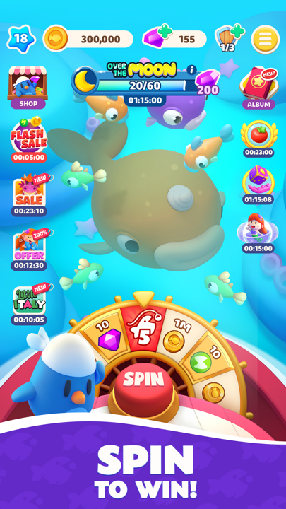 Fish of Fortune slot wheel interface and fishing boat reel