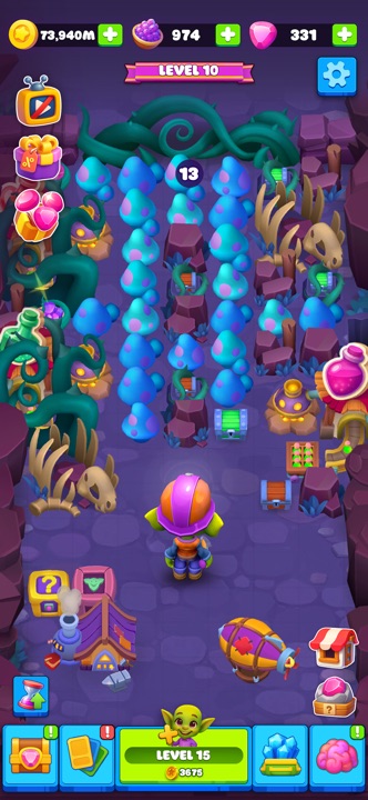 Goblin Miner vertical mine shaft showing miner goblins digging gold