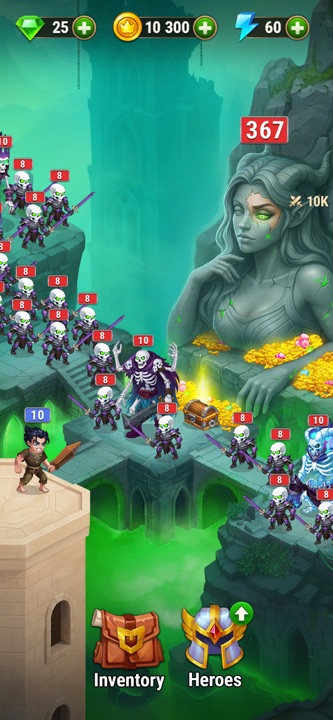 Hero Wars Alliance combat arena battle with animated heroes
