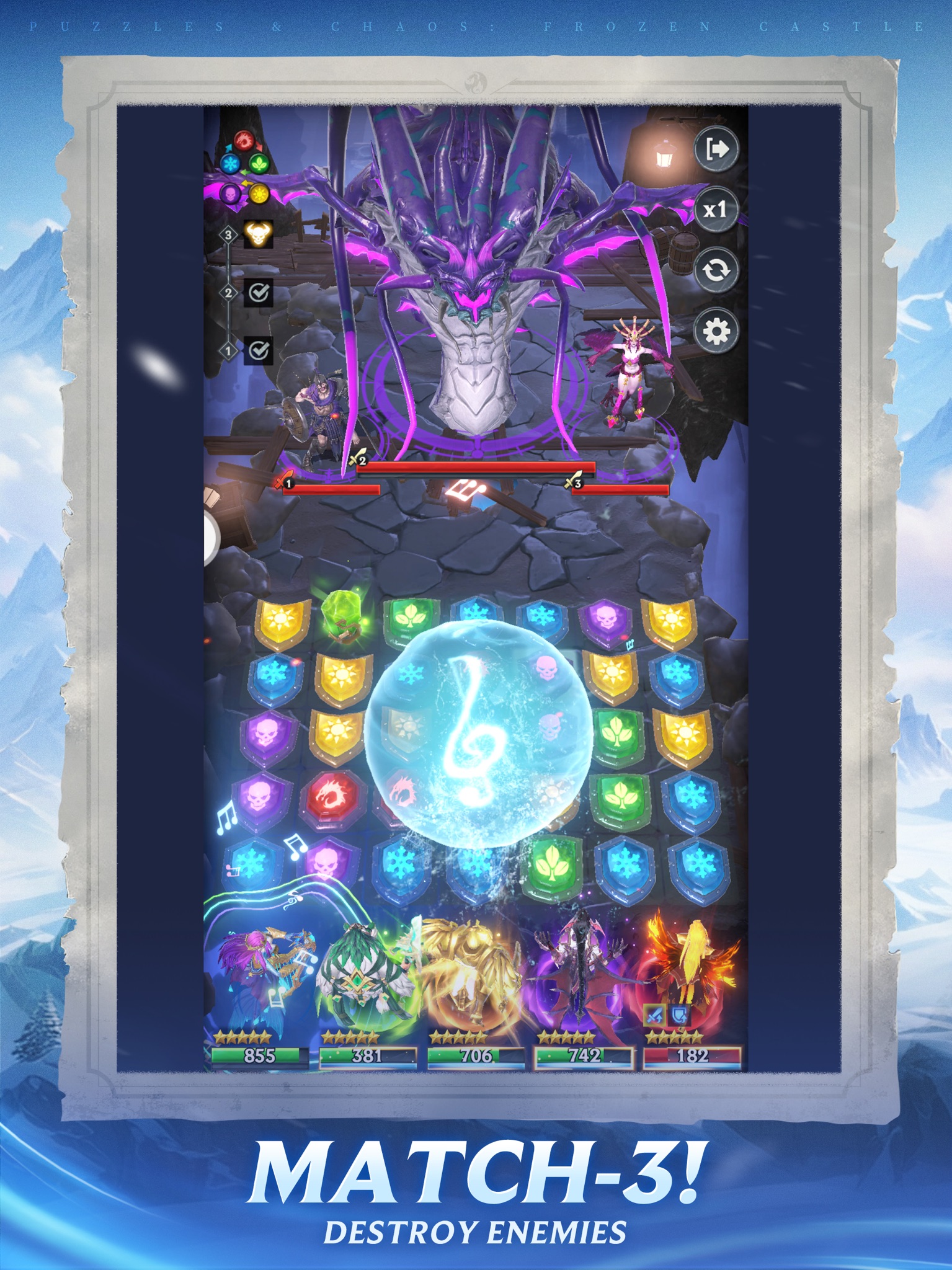 Puzzles and Chaos match-3 tactical hero combat