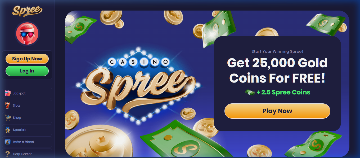 Spree Casino offer overview and main interface
