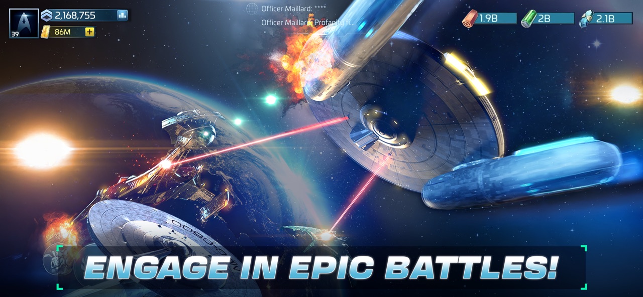 Star Trek Fleet Command combat battle report showing ship loadouts and officer buffs