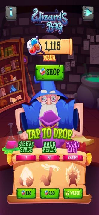 Wizards Bag backpack inventory grid with spell tomes and magic gems