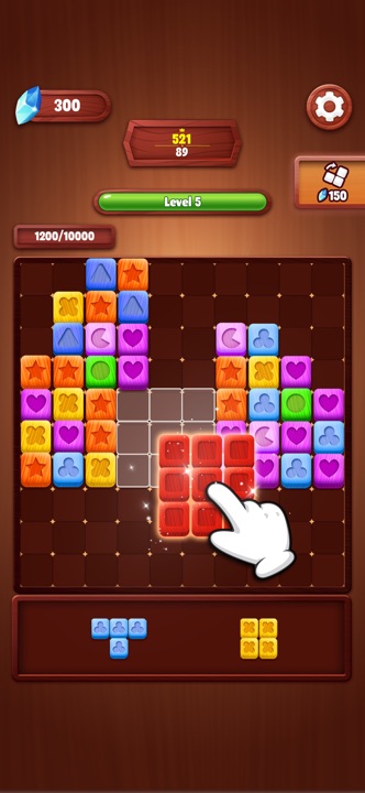Woody Block Color Blast multi line clear and combo animation
