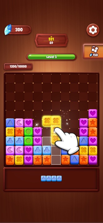 Woody Block Color Blast level complete screen and score summary