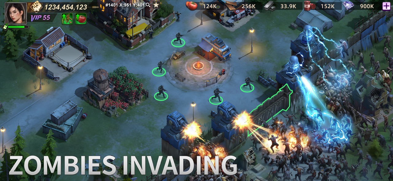 Zombie Apocalypse hero defense squad holding the front line