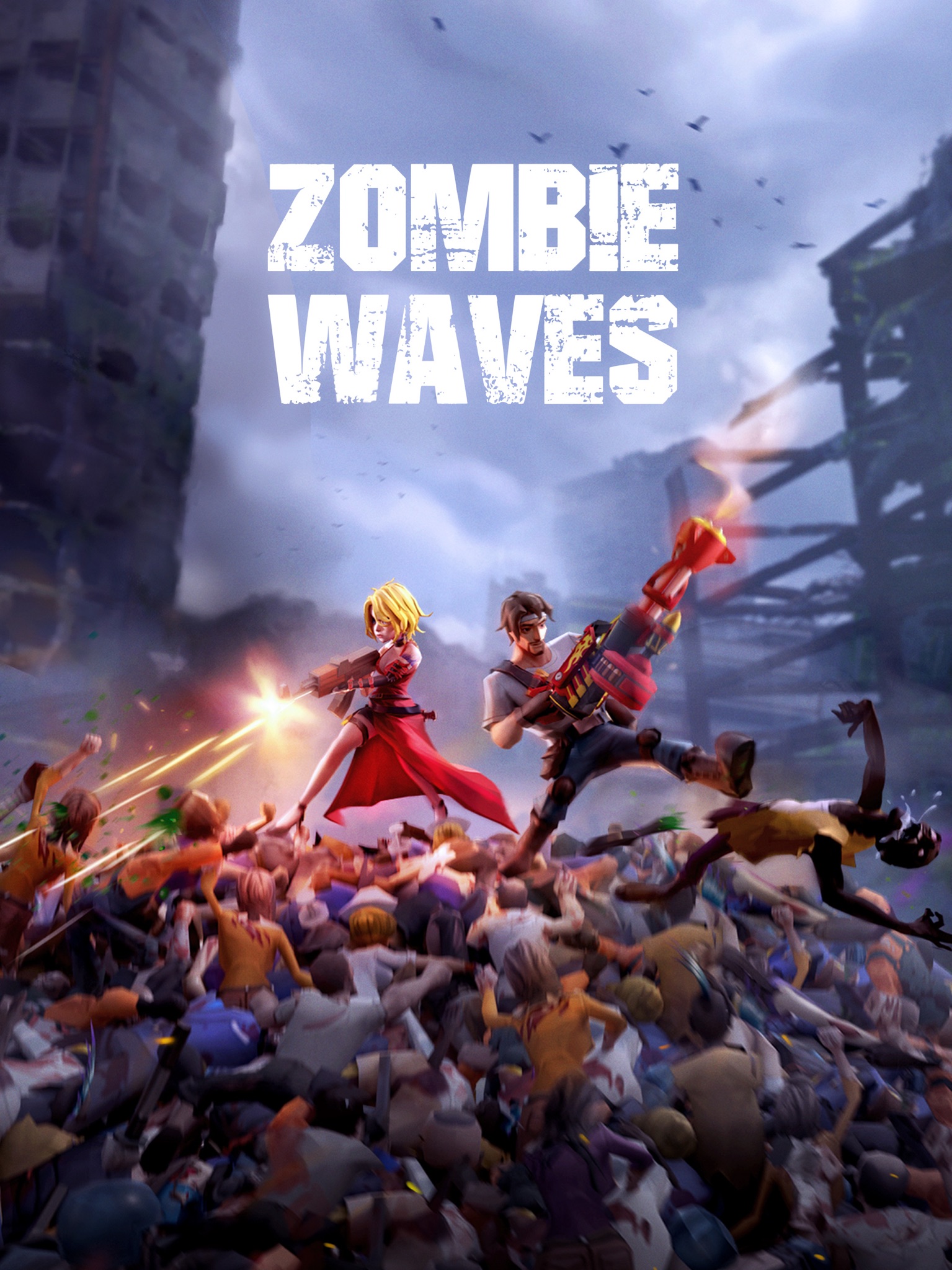 Zombie Waves combat interface and stage wave clearance