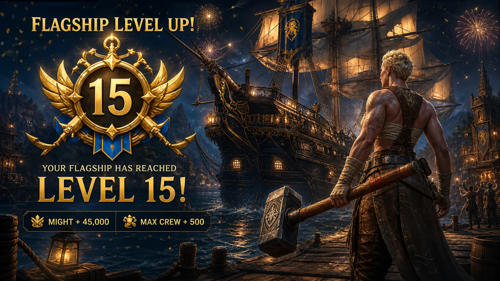 Sea of Conquest Flagship Level 15 milestone
